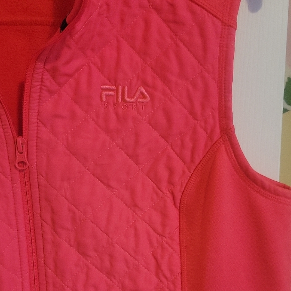 Fila Sport SzXL Women's Bright Pink Quilted Vest pockets - Picture 4 of 5